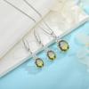 imagePeridot Jewelry Set for Women 925 Sterling Silver Oval Cut Necklace Dangle Drop Leverback Earrings August Birthstone Jewelry for Her