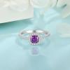 imagePromise Ring for Women 925 Sterling Silver Princess Cut Halo Birthstone Ring for Her Brides Wife Size 51002 February  Amethyst