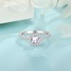 imagePromise Ring for Women 925 Sterling Silver Princess Cut Halo Birthstone Ring for Her Brides Wife Size 51004 April  Simulated Diamond