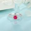 imagePromise Ring for Women 925 Sterling Silver Princess Cut Halo Birthstone Ring for Her Brides Wife Size 51007 July  Ruby