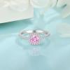 imagePromise Ring for Women 925 Sterling Silver Princess Cut Halo Birthstone Ring for Her Brides Wife Size 51010 October  Pink Tourmaline