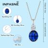 imageSapphire Jewelry Set for Women 925 Sterling Silver Oval Cut Necklace Dangle Drop Leverback Earrings September Birthstone Jewelry for Her