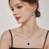 imageSapphire Jewelry Set for Women 925 Sterling Silver Oval Cut Necklace Dangle Drop Leverback Earrings September Birthstone Jewelry for Her