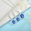 imageSapphire Jewelry Set for Women 925 Sterling Silver Oval Cut Necklace Dangle Drop Leverback Earrings September Birthstone Jewelry for Her