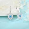 imageSnowflake Earrings for Women 925 Sterling Silver Frozen Leverback Earrings Aquamarine Dangle Drop Earrings Christmas Gifts for Her