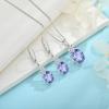 imageTanzanite Jewelry Set for Women 925 Sterling Silver Oval Cut Necklace Dangle Drop Leverback Earrings December Birthstone Jewelry for Her
