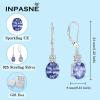 imageTanzanite Jewelry Set for Women 925 Sterling Silver Oval Cut Necklace Dangle Drop Leverback Earrings December Birthstone Jewelry for Her