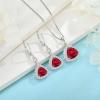 imageTriangle Jewelry Set for Women 925 Sterling Silver Halo Ruby Necklace Dangle Drop Leverback Earrings July Birthstone Jewelry for Her