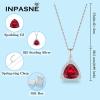 imageTriangle Jewelry Set for Women 925 Sterling Silver Halo Ruby Necklace Dangle Drop Leverback Earrings July Birthstone Jewelry for Her