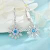 imageWomen Snowflake Earrings 925 Sterling Silver Leverback Earrings Aquamarine Dangle Drop Earrings Christmas Gift for Women Her Mom