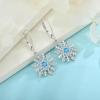 imageWomen Snowflake Earrings 925 Sterling Silver Leverback Earrings Aquamarine Dangle Drop Earrings Christmas Gift for Women Her Mom