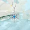 imageWomen Snowflake Necklace 925 Sterling Silver Snowflake Pendant Necklace Aquamarine Jewelry Christmas Gift for Her Women Mom Wife