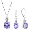 imageAlexandrite Jewelry Set for Women 925 Sterling Silver Oval Cut Necklace Dangle Drop Leverback Earrings June Birthstone Jewelry for Her