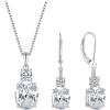 imageCubic Zirconia Jewelry Set for Women 925 Sterling Silver Oval Cut Necklace Dangle Drop Leverback Earrings April Birthstone Jewelry for Her
