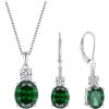 imageEmerald Jewelry Set for Women 925 Sterling Silver Oval Cut Necklace Dangle Drop Leverback Earrings May Birthstone Jewelry for Her