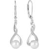 imageFreshwater Pearl Drop Earrings for Women 925 Sterling Silver Infinity Dangle Leverback Earrings Pearl Jewelry Gifts for HerWhite Gold Plated