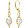 imageFreshwater Pearl Drop Earrings for Women 925 Sterling Silver Infinity Twisted Dangle Earrings Pearl Jewelry for HerYellow Gold Plated