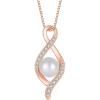imageFreshwater Pearl Necklace for Women 925 Sterling Silver Infinity Pendant Necklace Pearl Jewelry Gifts for HerRose Gold Plated