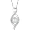 imageFreshwater Pearl Necklace for Women 925 Sterling Silver Infinity Pendant Necklace Pearl Jewelry Gifts for HerWhite Gold Plated