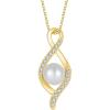 imageFreshwater Pearl Necklace for Women 925 Sterling Silver Infinity Pendant Necklace Pearl Jewelry Gifts for HerYellow Gold Plated
