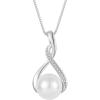 imageFreshwater Pearl Pendant Necklace for Women 925 Sterling Silver Infinity Necklace Pearl Jewelry Gifts for HerWhite Gold Plated