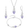 imageInfinity Celtic Knot Jewelry Set for Women 925 Sterling Silver Irish Necklace Alexandrite Dangle Drop Leverback Earrings and Bracelet June Birthstone Jewelry Gifts for Her
