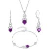 imageInfinity Celtic Knot Jewelry Set for Women 925 Sterling Silver Irish Necklace Amethyst Dangle Drop Leverback Earrings and Bracelet February Birthstone Jewelry Gifts for Her