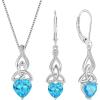 imageInfinity Celtic Knot Jewelry Set for Women 925 Sterling Silver Irish Necklace Aquamarine Dangle Drop Leverback Earrings March Birthstone Jewelry Gifts for Her Mom