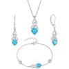 imageInfinity Celtic Knot Jewelry Set for Women 925 Sterling Silver Irish Necklace Aquamarine Dangle Drop Leverback Earrings and Bracelet March Birthstone Jewelry Gifts for Her