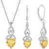 imageInfinity Celtic Knot Jewelry Set for Women 925 Sterling Silver Irish Necklace Citrine Dangle Drop Leverback Earrings November Birthstone Jewelry Gifts for Mom