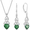 imageInfinity Celtic Knot Jewelry Set for Women 925 Sterling Silver Irish Necklace Emerald Dangle Drop Leverback Earrings May Birthstone Jewelry Gifts for Mom