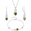 imageInfinity Celtic Knot Jewelry Set for Women 925 Sterling Silver Irish Necklace Peridot Dangle Drop Leverback Earrings and Bracelet August Birthstone Jewelry Gifts for Her