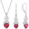 imageInfinity Celtic Knot Jewelry Set for Women 925 Sterling Silver Irish Necklace Ruby Dangle Drop Leverback Earrings July Birthstone Jewelry Gifts for Mom