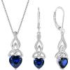 imageInfinity Celtic Knot Jewelry Set for Women 925 Sterling Silver Irish Necklace Sapphire Dangle Drop Leverback Earrings September Birthstone Jewelry Gifts for Mom