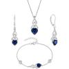 imageInfinity Celtic Knot Jewelry Set for Women 925 Sterling Silver Irish Necklace Sapphire Dangle Drop Leverback Earrings and Bracelet September Birthstone Jewelry Gifts for Her