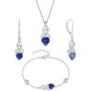 imageInfinity Celtic Knot Jewelry Set for Women 925 Sterling Silver Irish Necklace Tanzanite Dangle Drop Leverback Earrings and Bracelet December Birthstone Jewelry Gifts for Her