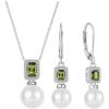 imagePearl Jewelry Set 925 Sterling Silver Peridot Necklace Earrings Emerald Cut August Birthstone Jewelry Gifts for Her