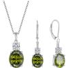 imagePeridot Jewelry Set for Women 925 Sterling Silver Oval Cut Necklace Dangle Drop Leverback Earrings August Birthstone Jewelry for Her