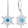 imageSnowflake Earrings for Women 925 Sterling Silver Frozen Leverback Earrings Aquamarine Dangle Drop Earrings Christmas Gifts for Her