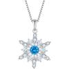 imageSnowflake Necklace for Women 925 Sterling Silver Frozen Pendant Blue Aquamarine Jewelry Christmas Gifts for Her