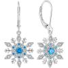 imageWomen Snowflake Earrings 925 Sterling Silver Leverback Earrings Aquamarine Dangle Drop Earrings Christmas Gift for Women Her Mom