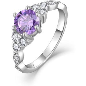 imageEngagement Ring for Women 925 Sterling Silver Promise Wedding Anniverasry Eternity Ring for Her Size 51003 February  Amethyst