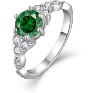 imageEngagement Ring for Women 925 Sterling Silver Promise Wedding Anniverasry Eternity Ring for Her Size 51005 May  Emerald