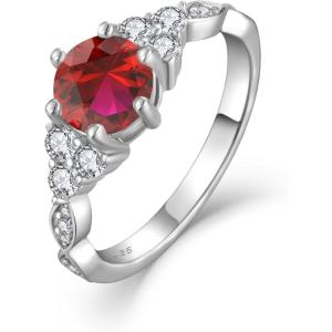 imageEngagement Ring for Women 925 Sterling Silver Promise Wedding Anniverasry Eternity Ring for Her Size 51007 July  Ruby