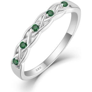 imageInfinity Celtic Knot Ring 925 Sterling Silver Twisted Knot Birthstone Ring Statement Rings for Women Size 51005 May  Emerald