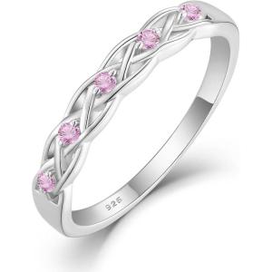imageInfinity Celtic Knot Ring 925 Sterling Silver Twisted Knot Birthstone Ring Statement Rings for Women Size 51010 October  Pink Tourmaline