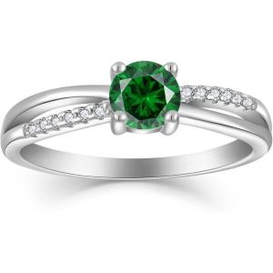 imageInfinity Promise Ring for Her 925 Sterling Silver Birthstone Engagement Ring Wedding Eternity Anniversary Statement Ring for Women05 May  Emerald
