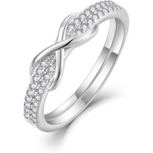 imageInfinity Promise Rings for Her 925 Sterling Silver Cubic Zirconia Wedding Engagement Eternity Ring Size 510