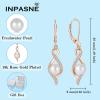 image18K Rose Gold Plated Freshwater Pearl Jewelry Set for Women 925 Sterling Silver Infinity Pearl Necklace and Dangle Drop Leverback Earrings Set