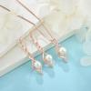 image18K Rose Gold Plated Freshwater Pearl Jewelry Set for Women 925 Sterling Silver Infinity Pearl Necklace and Dangle Drop Leverback Earrings Set